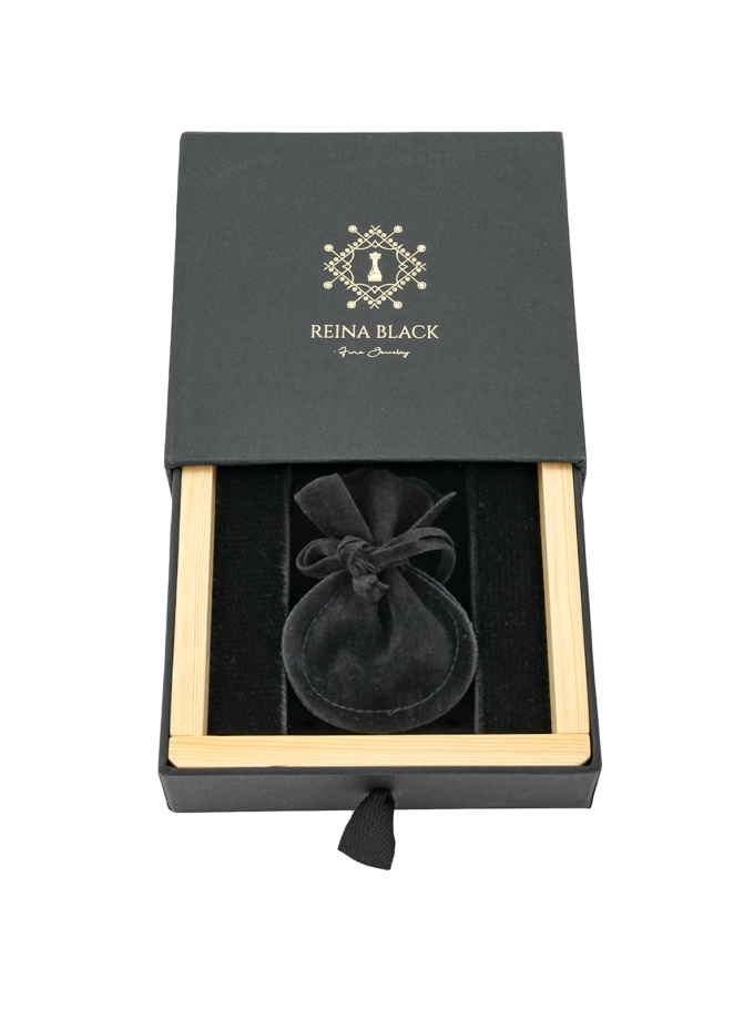 18K Yellow Gold Diamond Ring with Black Spinel