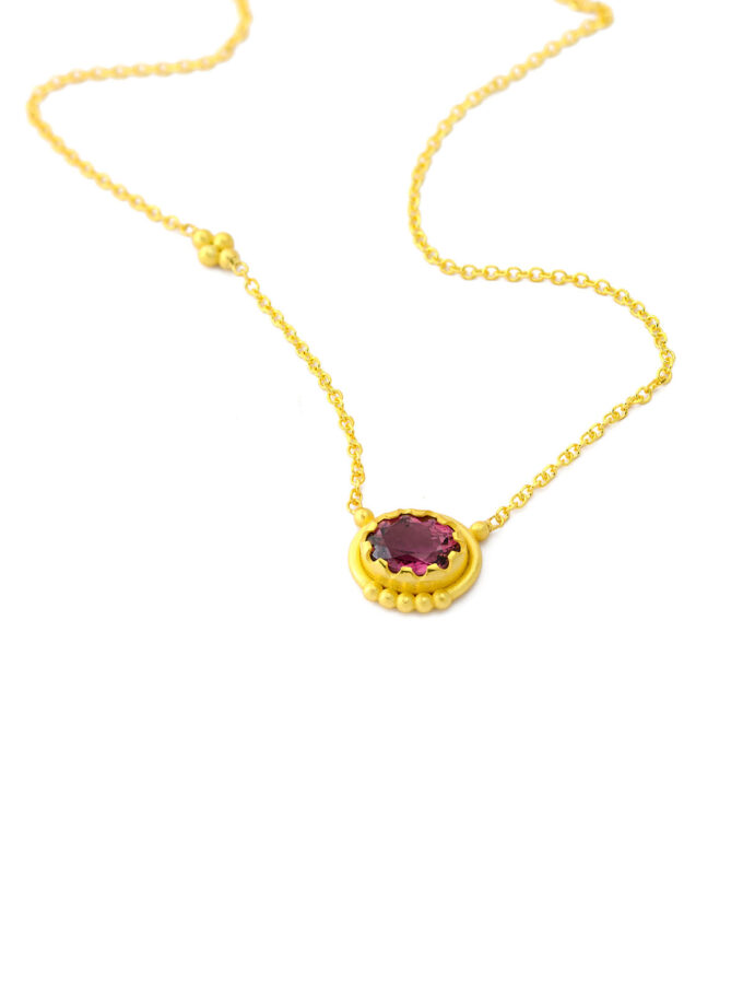 Pink Tourmaline 18k Gold Necklace