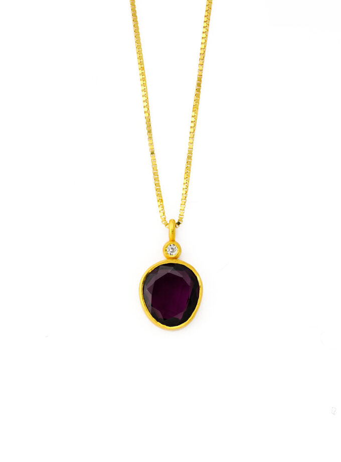 diamond rhodolite gold necklace