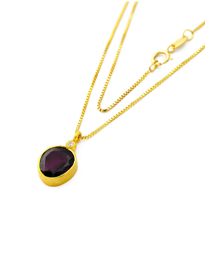 Rhodolite Garnet and Diamond 18k Gold Necklace