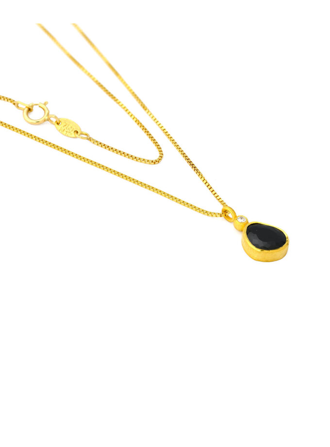 Natural Black Spinel and Diamond 18k Gold Necklace