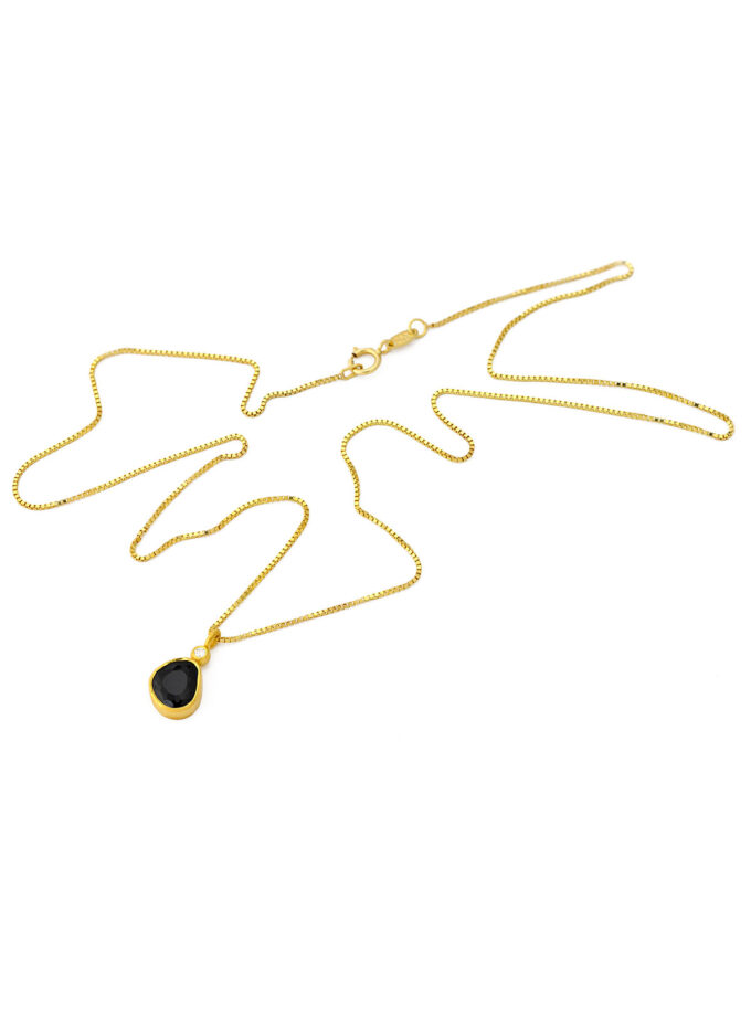 Natural Black Spinel and Diamond 18k Gold Necklace