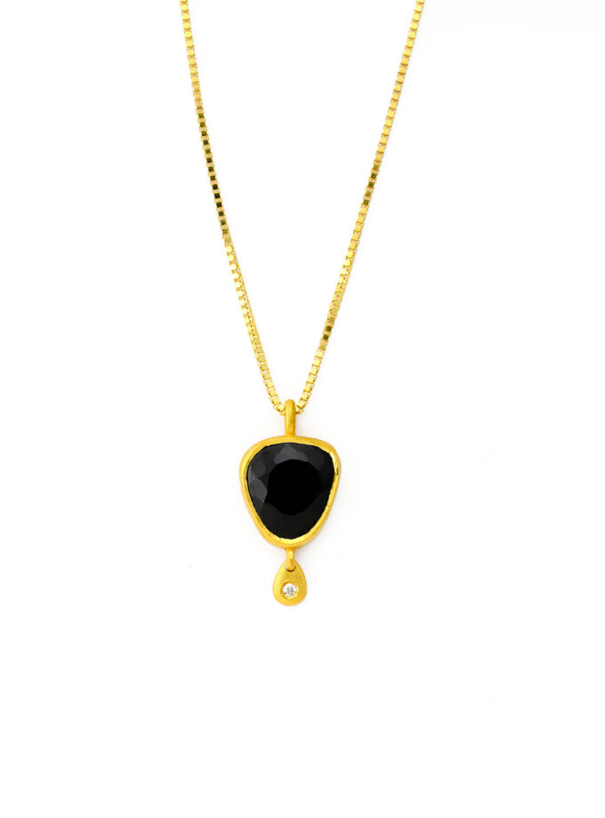 black spinel gold necklace