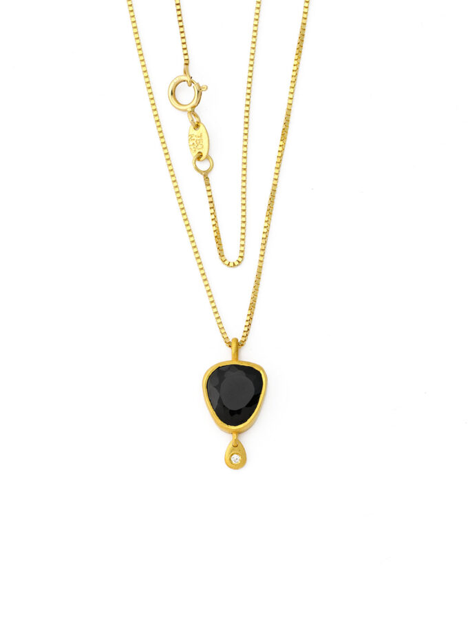 Black Spinel and Diamond 18k Gold Necklace