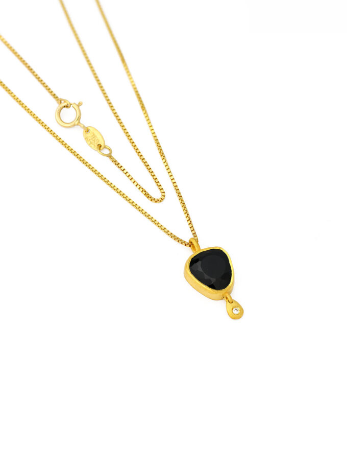 Black Spinel and Diamond 18k Gold Necklace