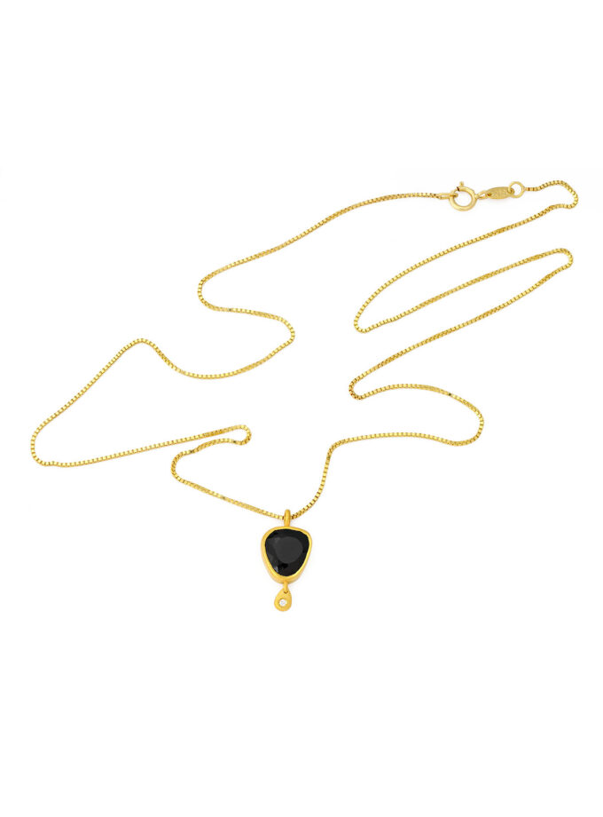 Black Spinel and Diamond 18k Gold Necklace