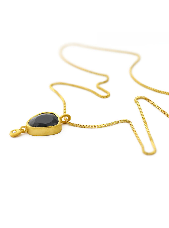 Black Spinel and Diamond 18k Gold Necklace