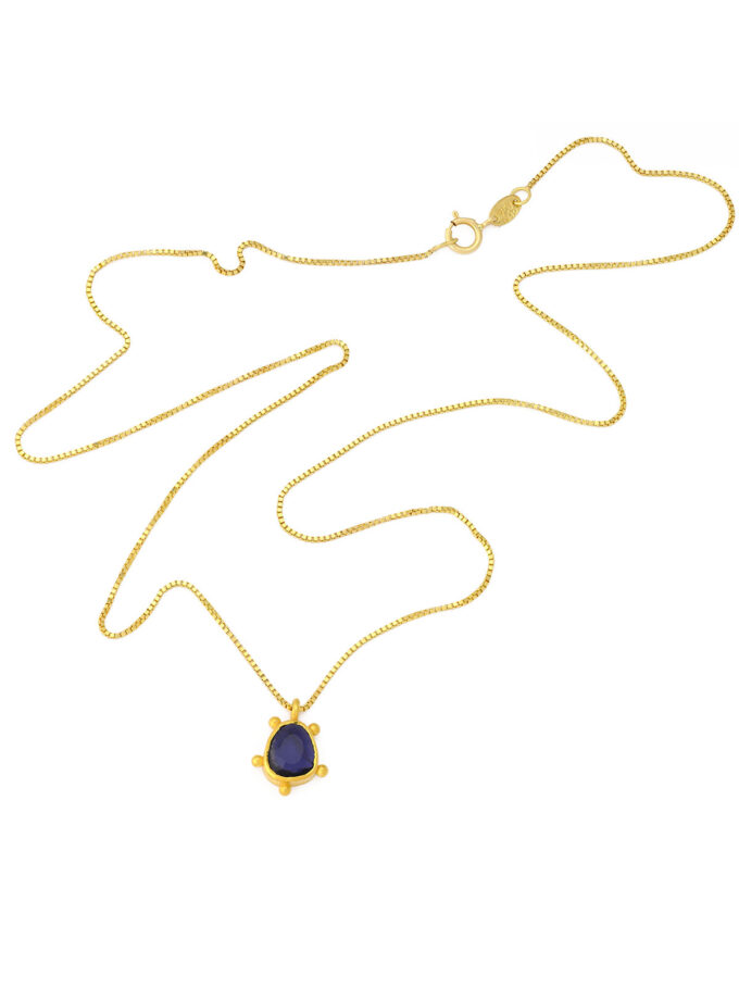 Natural Blue Kyanite 18k Gold Necklace