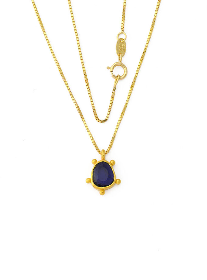 Natural Blue Kyanite 18k Gold Necklace