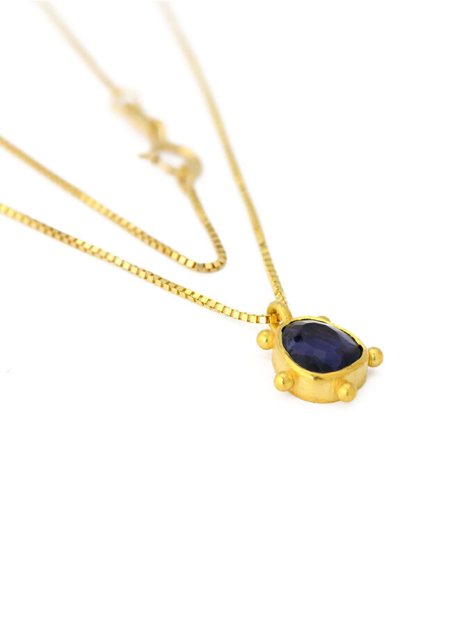 Natural Blue Kyanite 18k Gold Necklace