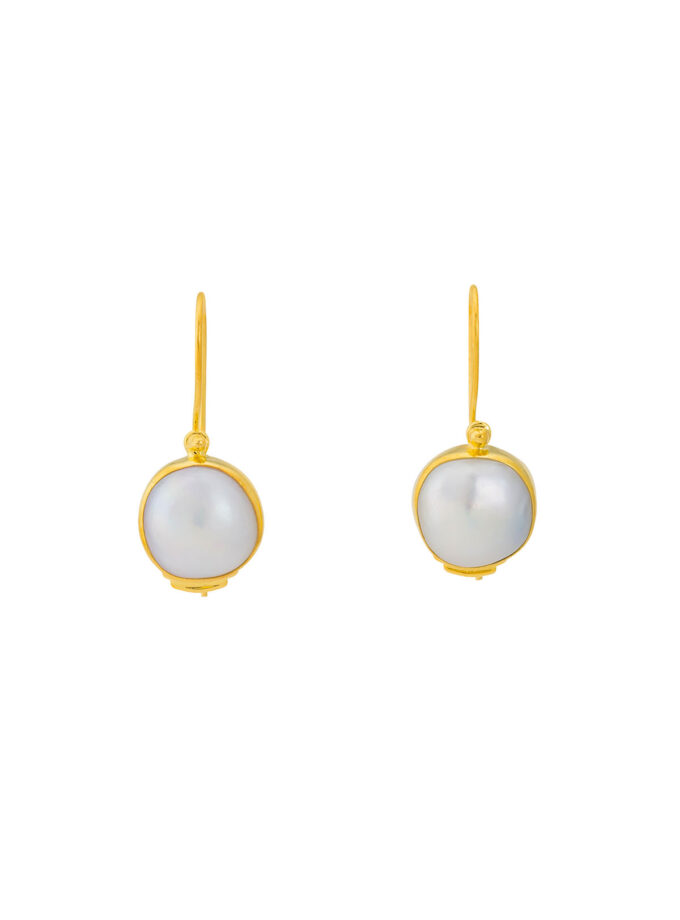 18k Gold Earrings with Freshwater Natural Pearl