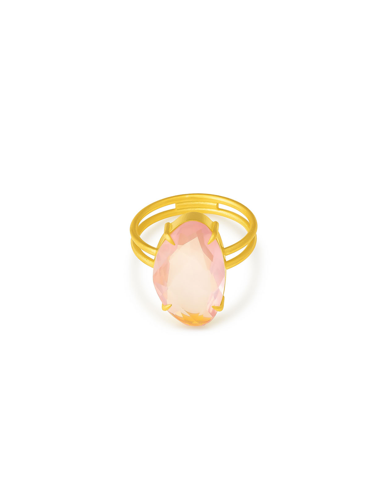 rose quartz golden ring