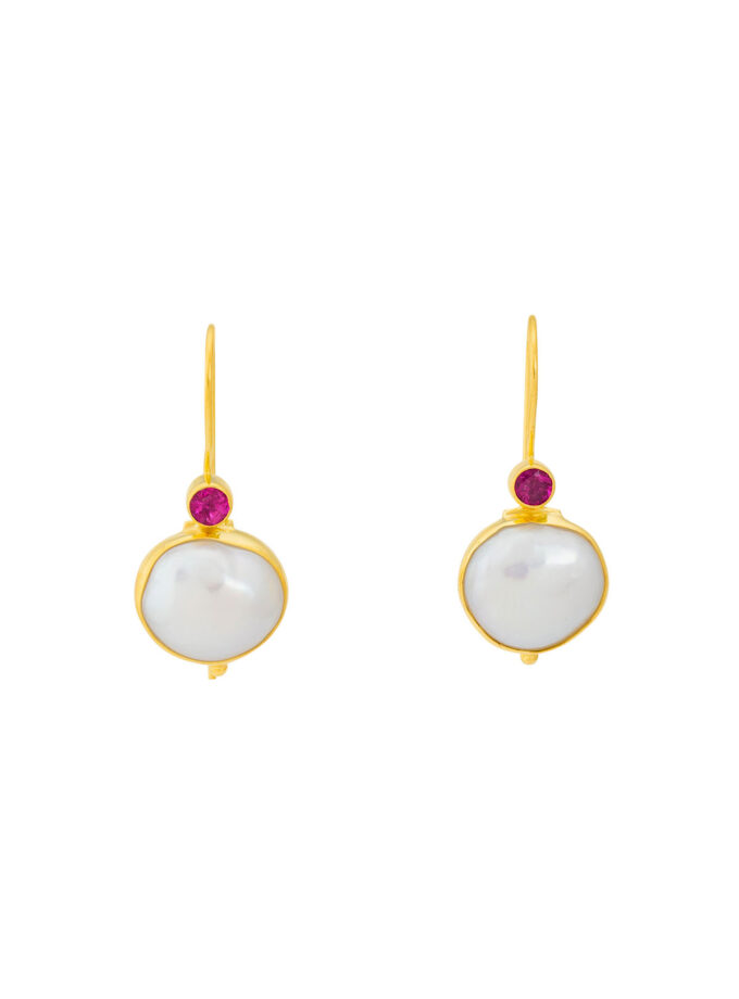 tourmaline pearl gold earrings