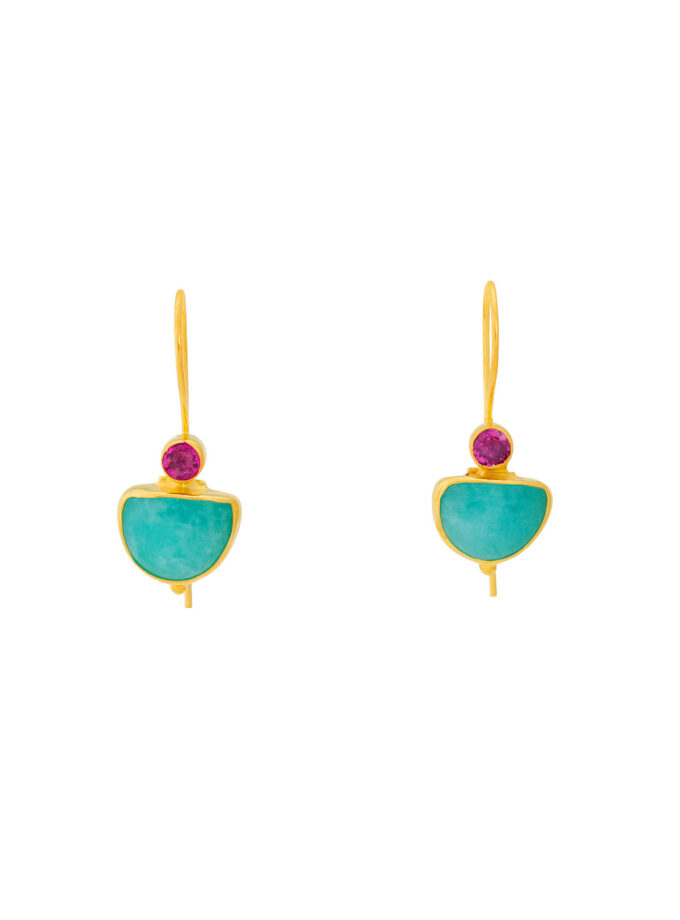 tourmaline amazonite gold earrings