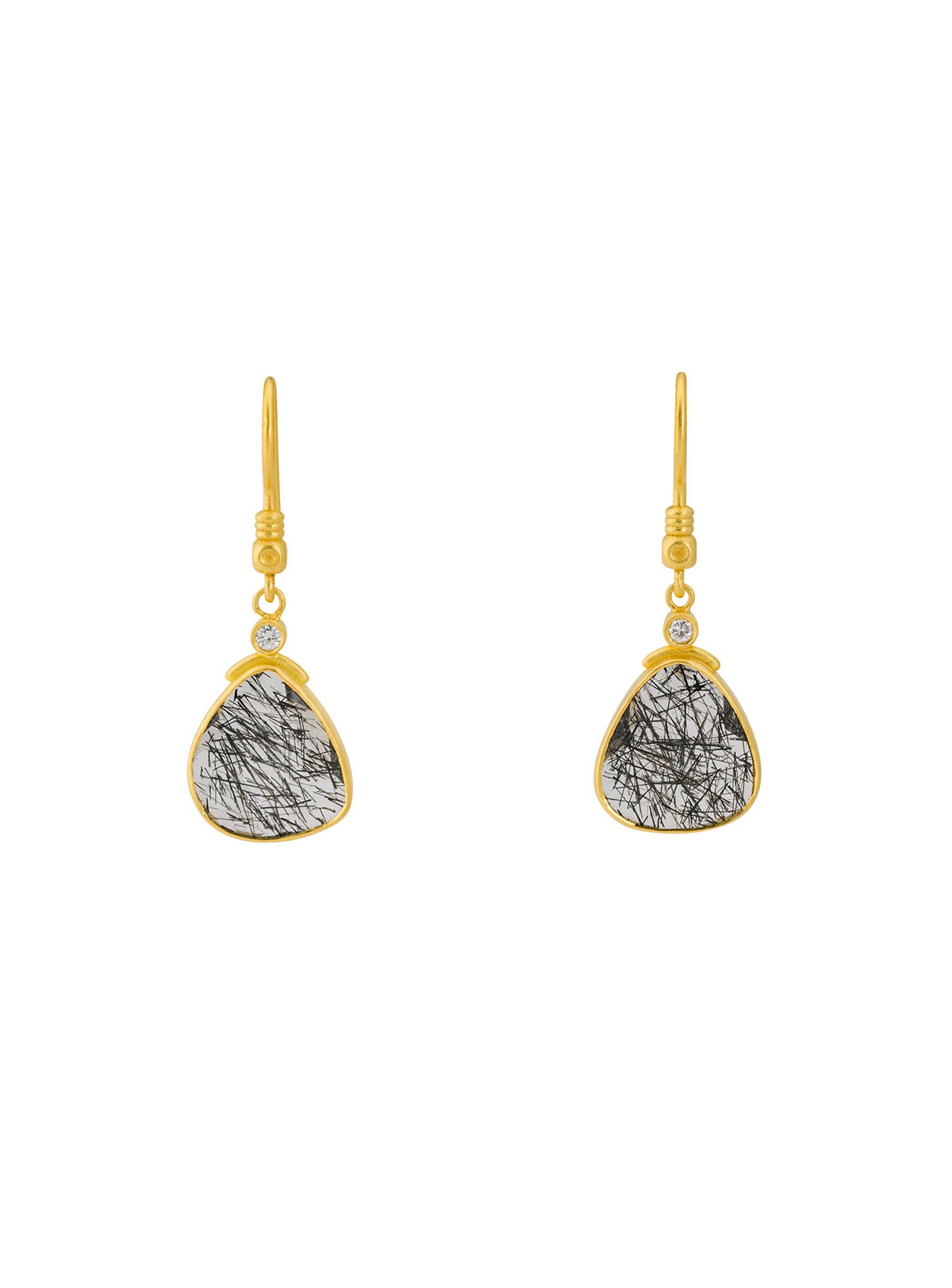 black rutile gold earrings