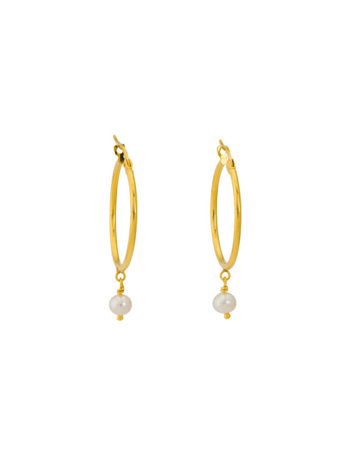 gold hoops pearls