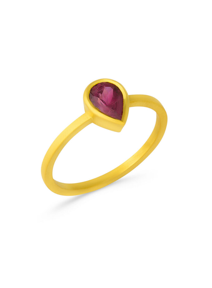 pink pear tourmaline golden ring
