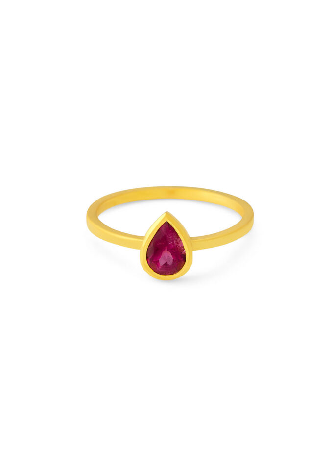 18K Yellow Gold Ring with Natural Pink Tourmaline