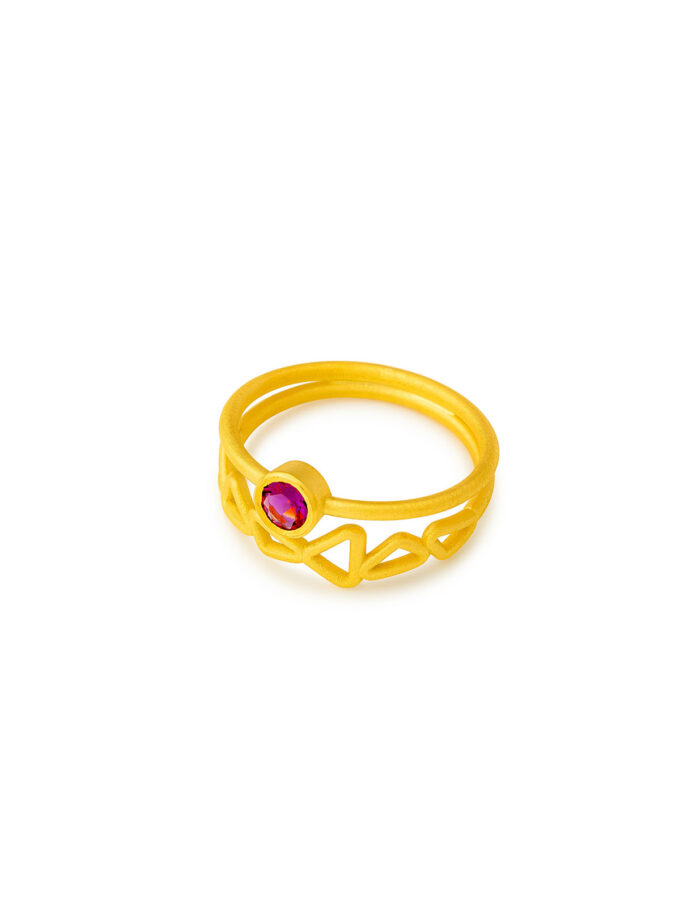 Natural Pink Tourmaline Ring in 18k Solid Yellow Gold