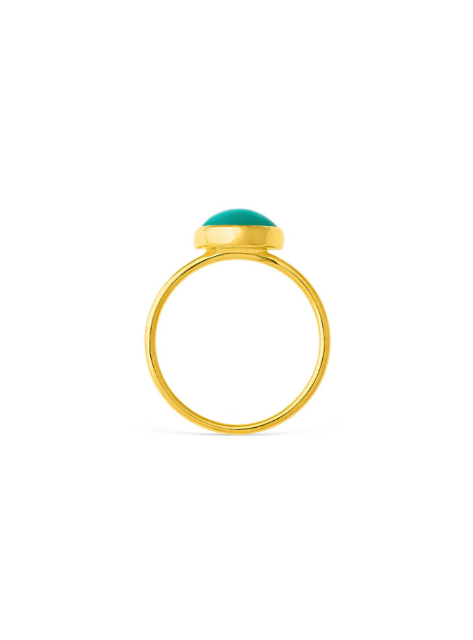Amazonite cabochon gemstone ring in 18k Solid Yellow Gold