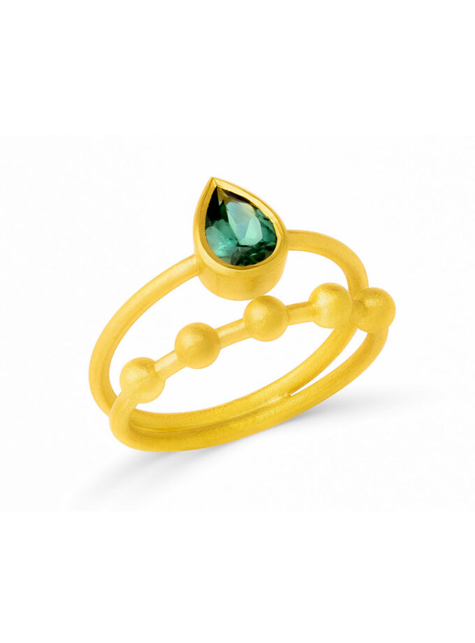 blue pear tourmaline gold ring