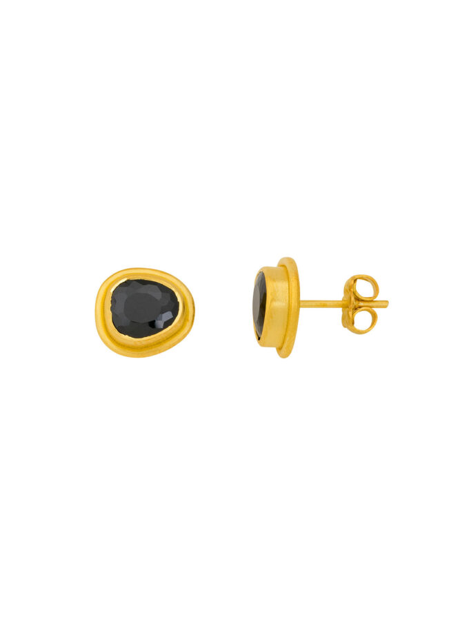 black spinel golden earrings