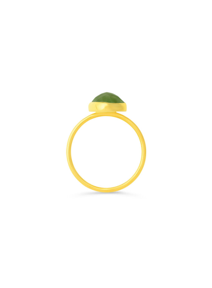 Natural Green Prehnite ring in 18k Solid Yellow Gold