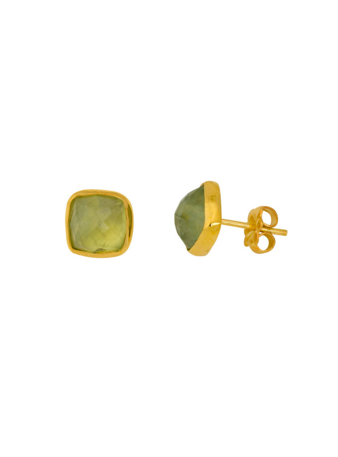 prehnite gold earrings