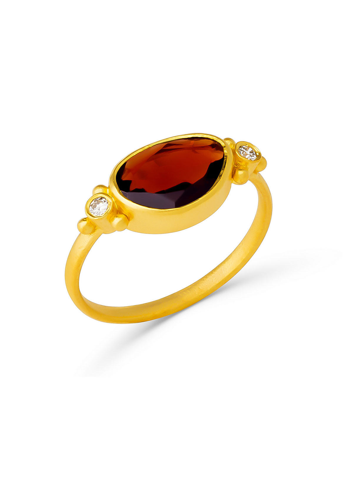 garnet diamond golden ring