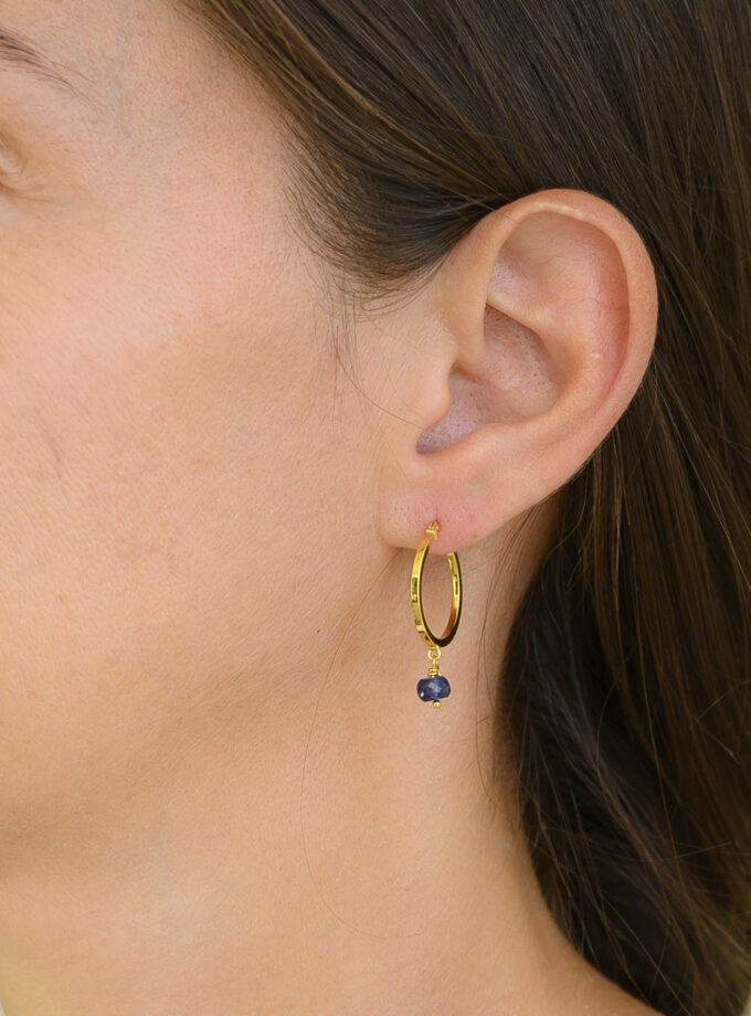 Blue sapphire earrings in 14k Solid Yellow Gold