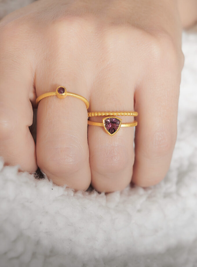 Natural Pink Tourmaline ring in 18k Solid Yellow Gold