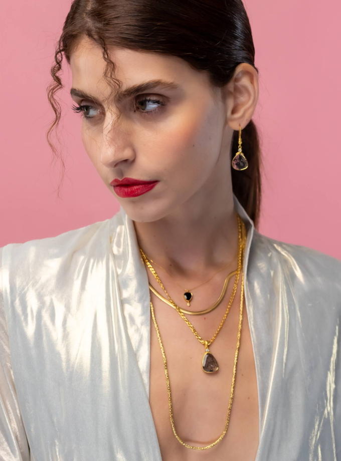 Black Spinel and Diamond 18k Gold Necklace