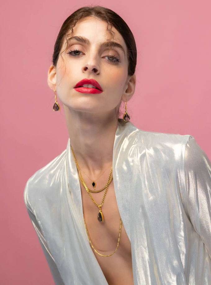 Black Spinel and Diamond 18k Gold Necklace