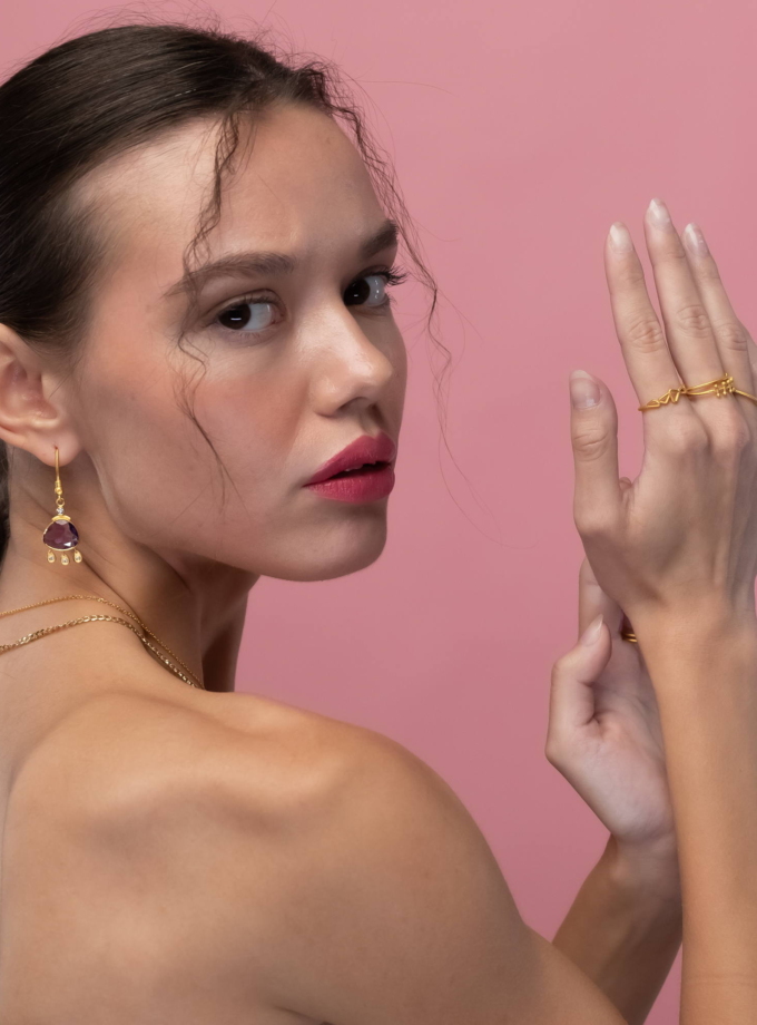 Natural Amethyst and Diamonds 18k Gold Earrings