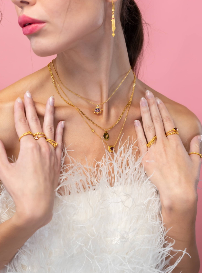 Natural Pink Tourmaline Earrings in 18k Solid Yellow Gold